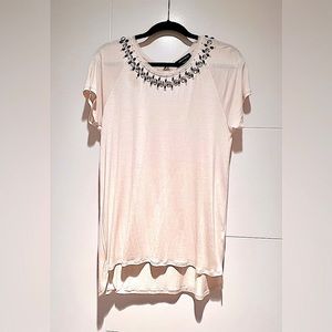 NEW Lord & Taylor Blush Pink Bejeweled Top S